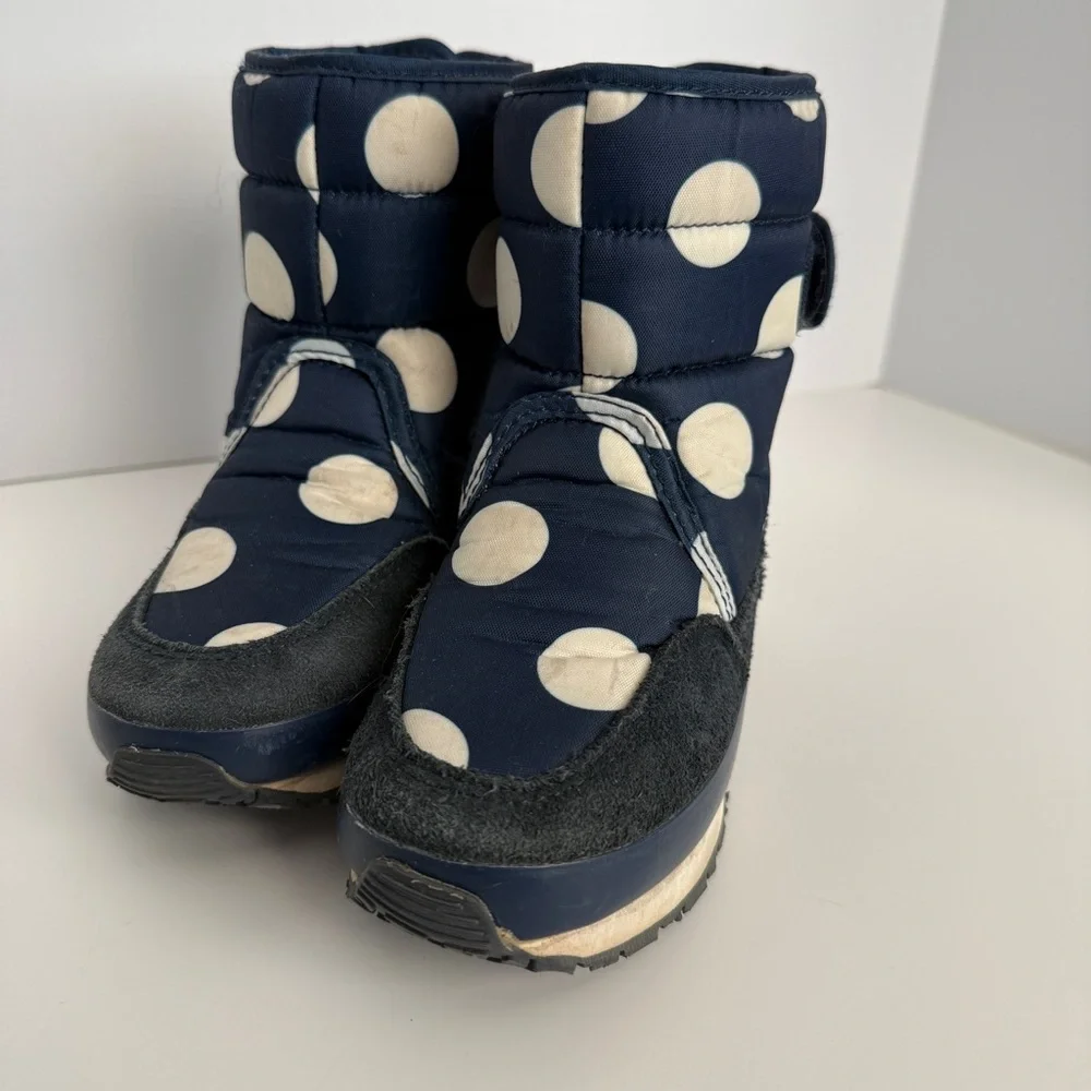 Rubber Duck | Girl’s Polka Dot Winter Boots | Size 12 | Navy and White