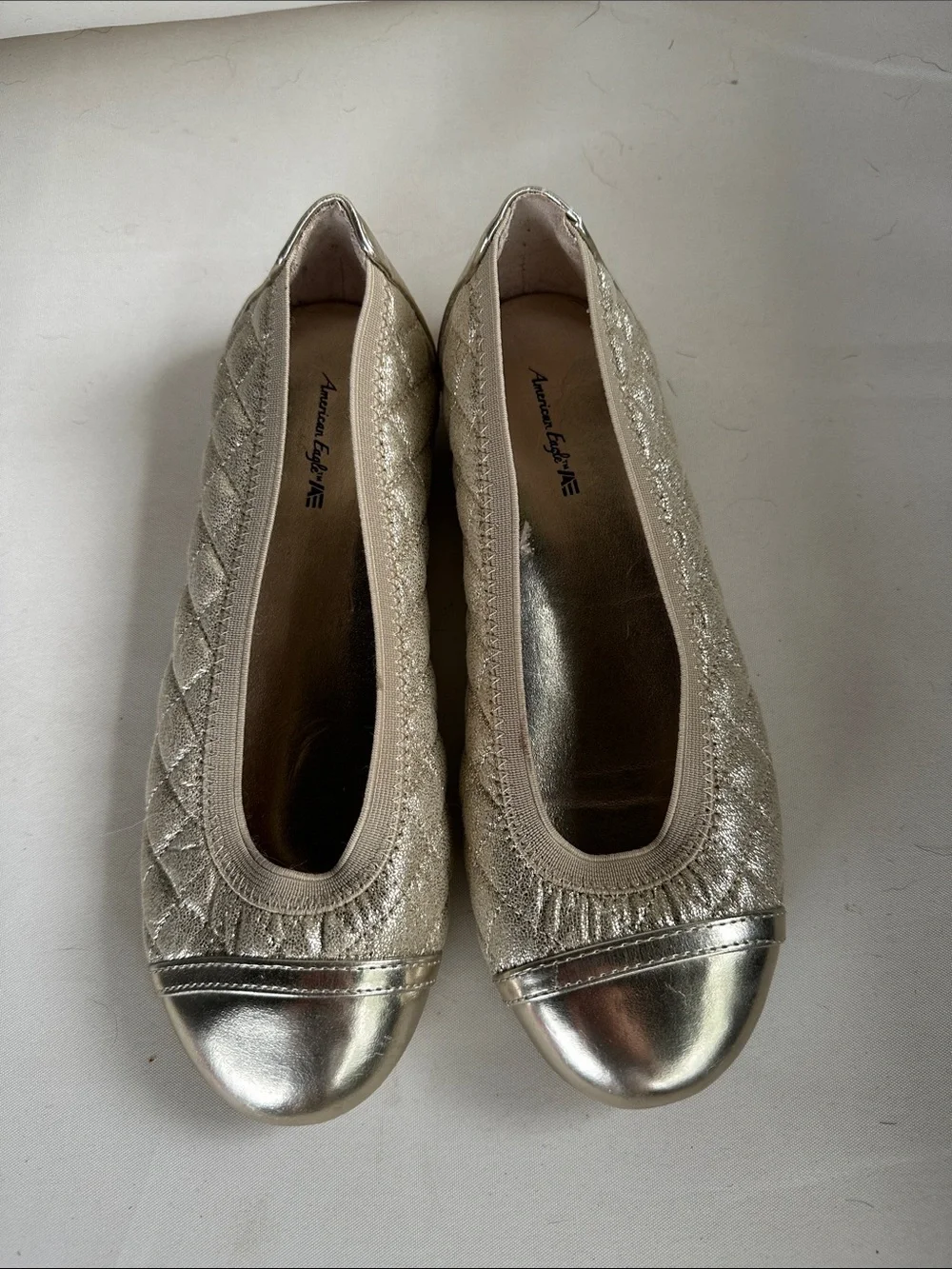 American Eagle Outfitters Quilted Metallic Ballet Flats in Silver