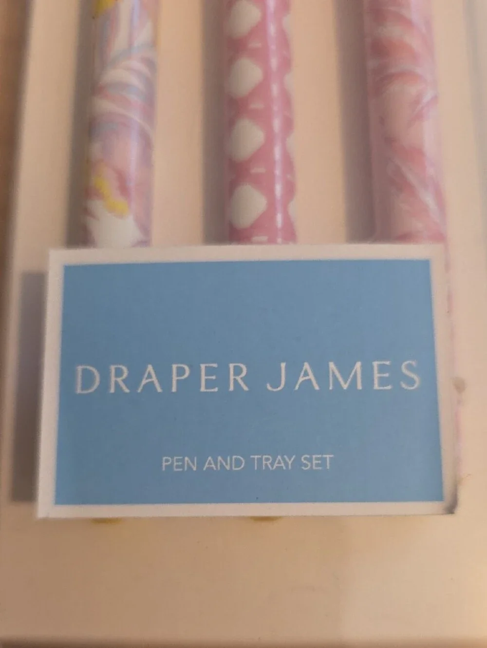 Draper James Pink Floral and Patterned Pen Set with Tray