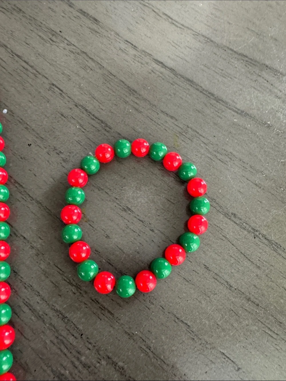 Handmade Christmas Kids Beaded Necklace & Bracelet Set - Red and Green