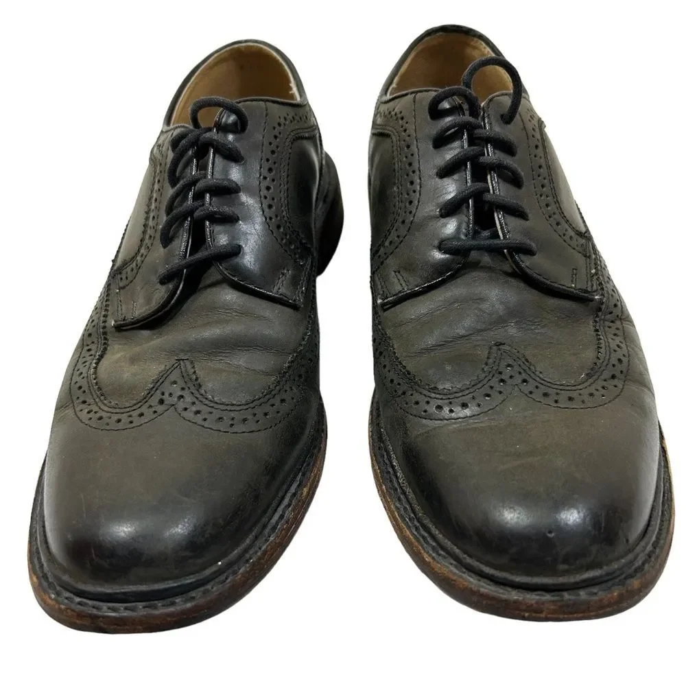 Frye John A. James Wingtip Distressed Black Leather Oxford Dress Shoe Size 8.5 D