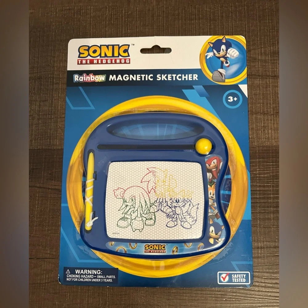 Sonic the Hedgehog Rainbow Magnetic Sketcher Travel Toy Draw Write w/ Stylus NIB