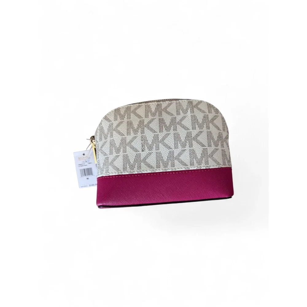 Michael Kors Emmy Travel Pouch Vanilla Pink Floral Monogram