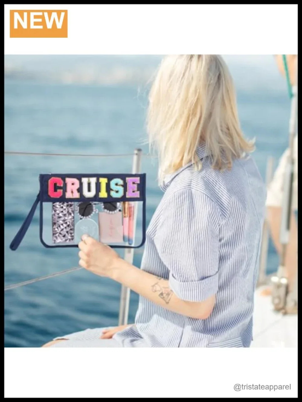 2 Pcs Waterproof PU Cosmetic Bags Travel Pouch Chenille Letter Nautical Anchor