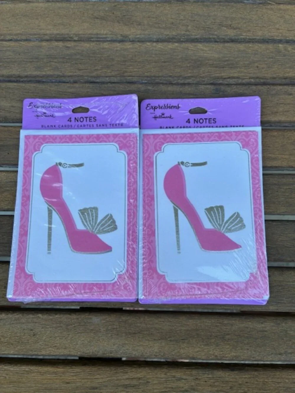 Hallmark Expression Pink Heels Shoe Note Cards 8 Cards NEW- 2 pack 4 each