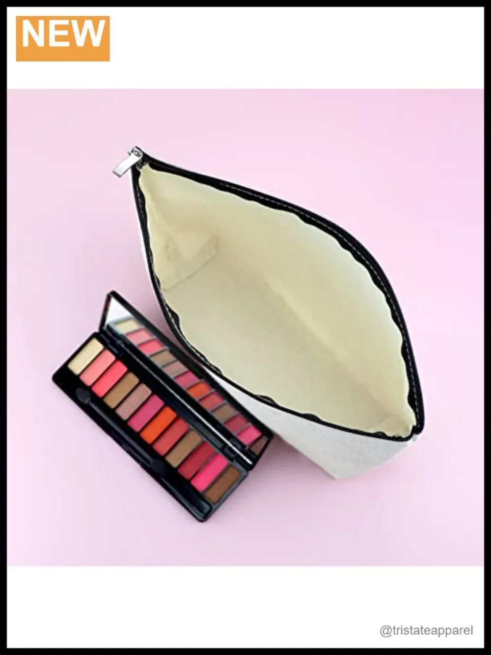 Canvas Beach Themed Cosmetic Bag Travel Makeup Pouch Zipper Closure