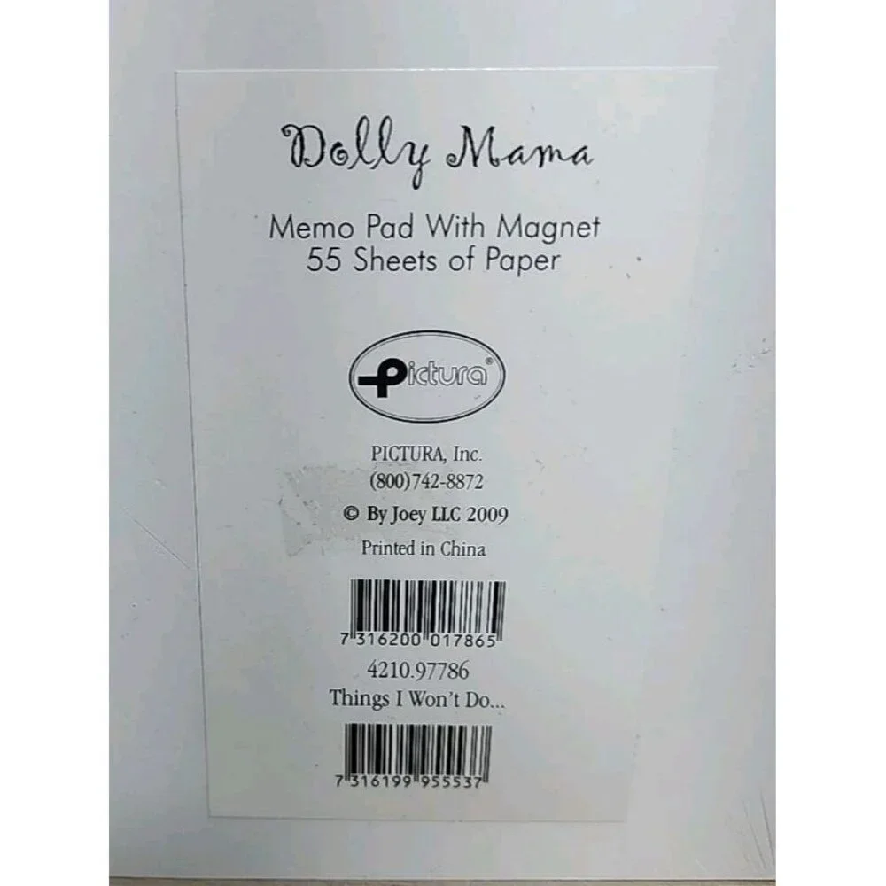 Things To Do List Dolly Mama Memo Pad With Magnet Things I Won't Do Today