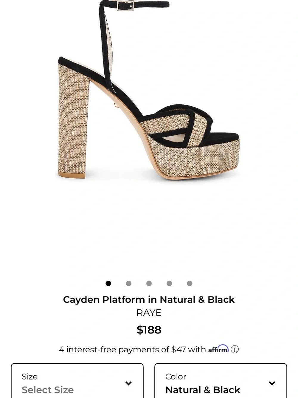 Cayden platform by RAYE Natural Raffia Platform Sandal with Black Trim