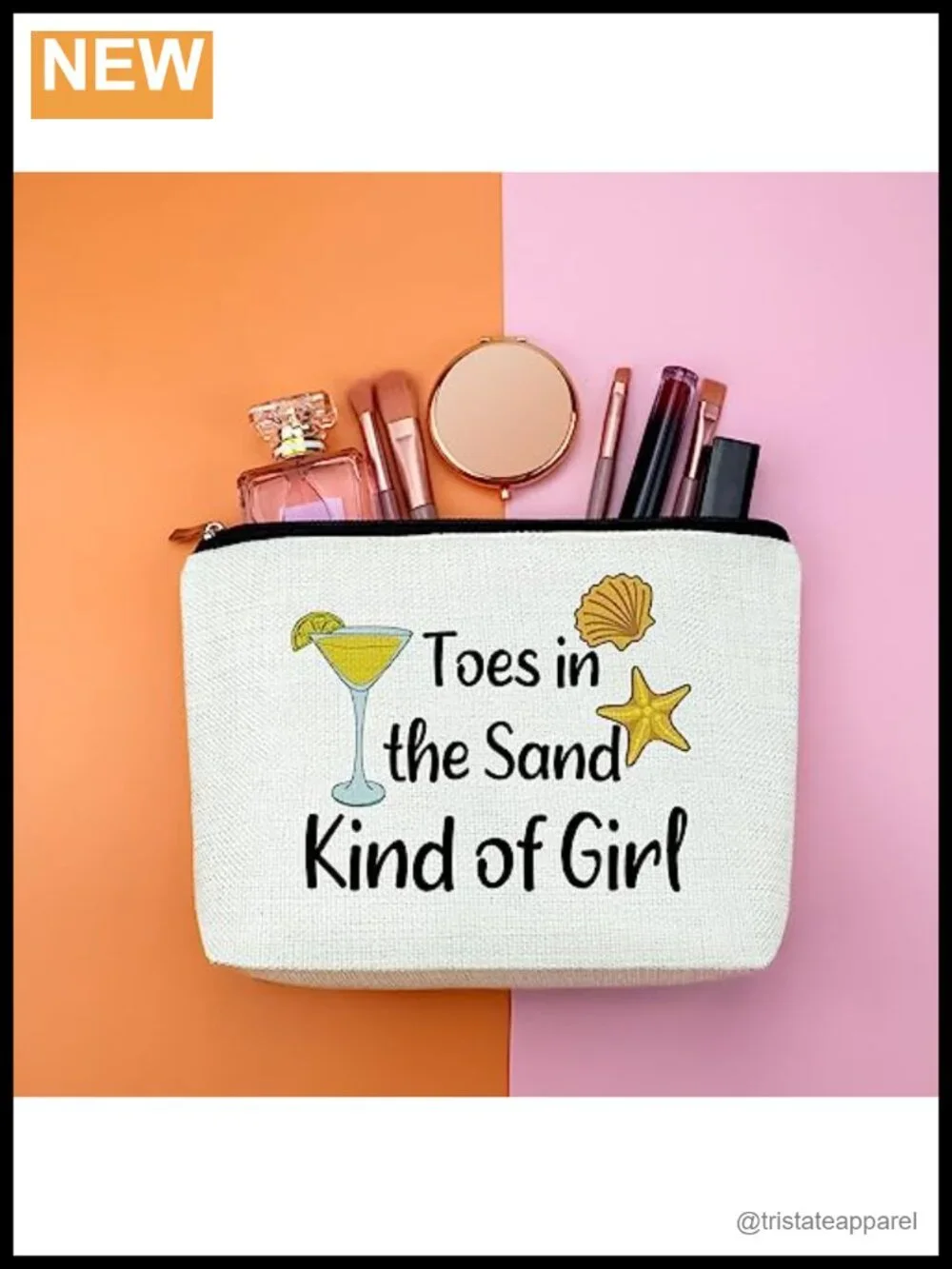 Canvas Cosmetic Bag Travel Makeup Case Beach Gift Women Toes In Sand