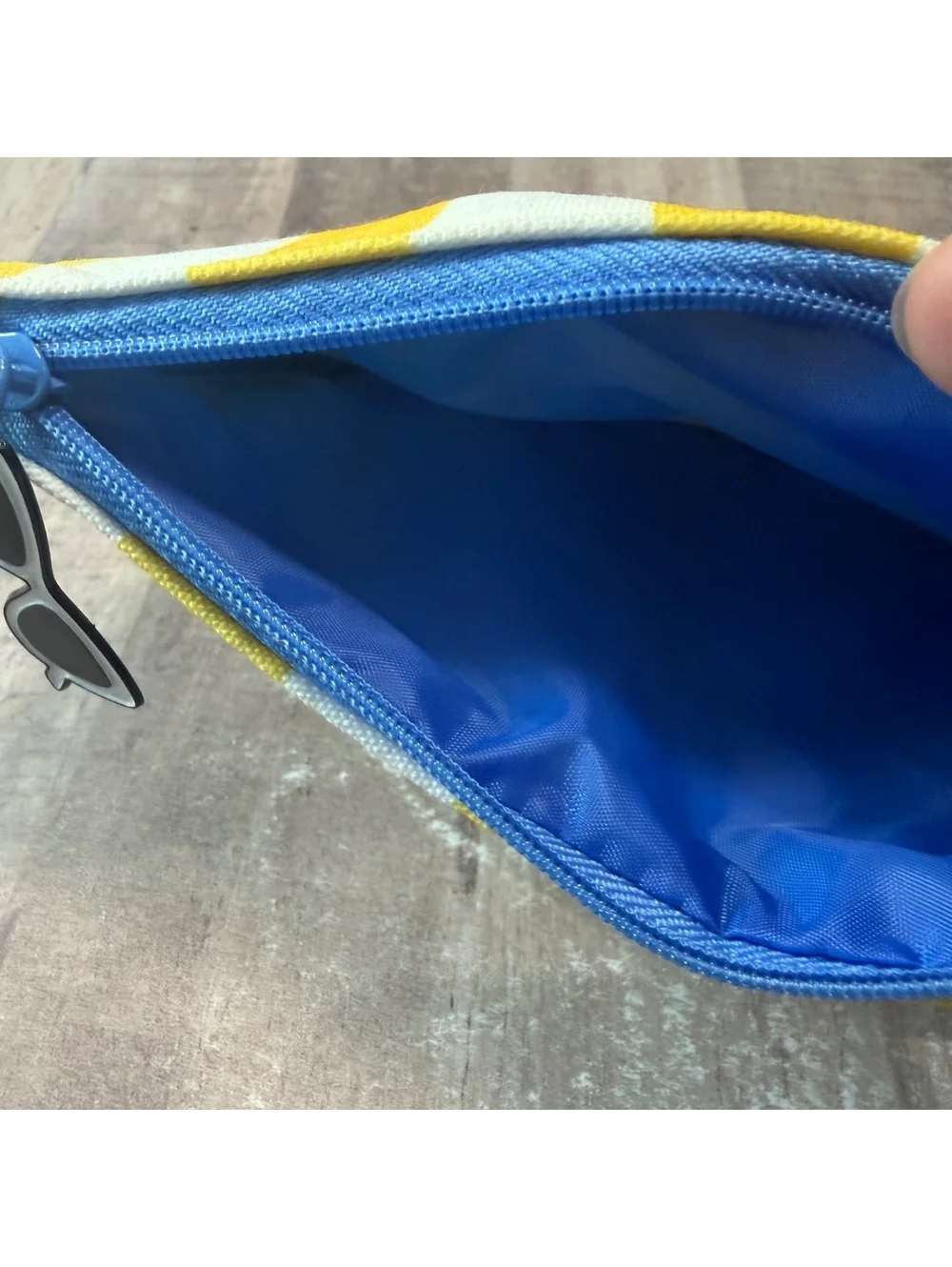 Ipsy July 2026 Yellow & White Stripe Sunglasses Pull Makeup Pouch BAG ONLY EMPTY