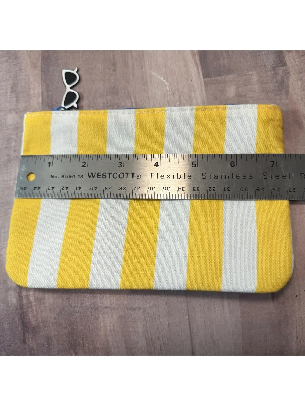 Ipsy July 2026 Yellow & White Stripe Sunglasses Pull Makeup Pouch BAG ONLY EMPTY