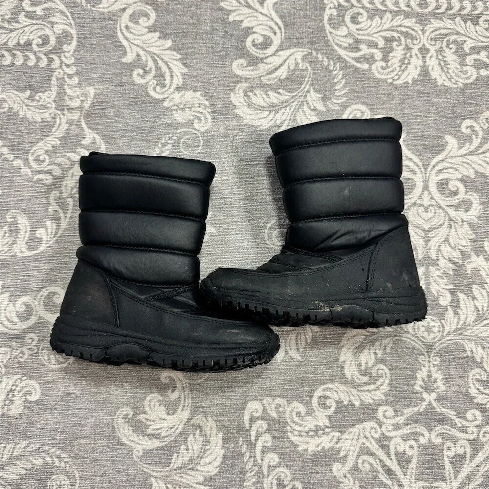 Magellan Outdoors Youth Snow Boots Unisex Kids Black Side Zip Insulated