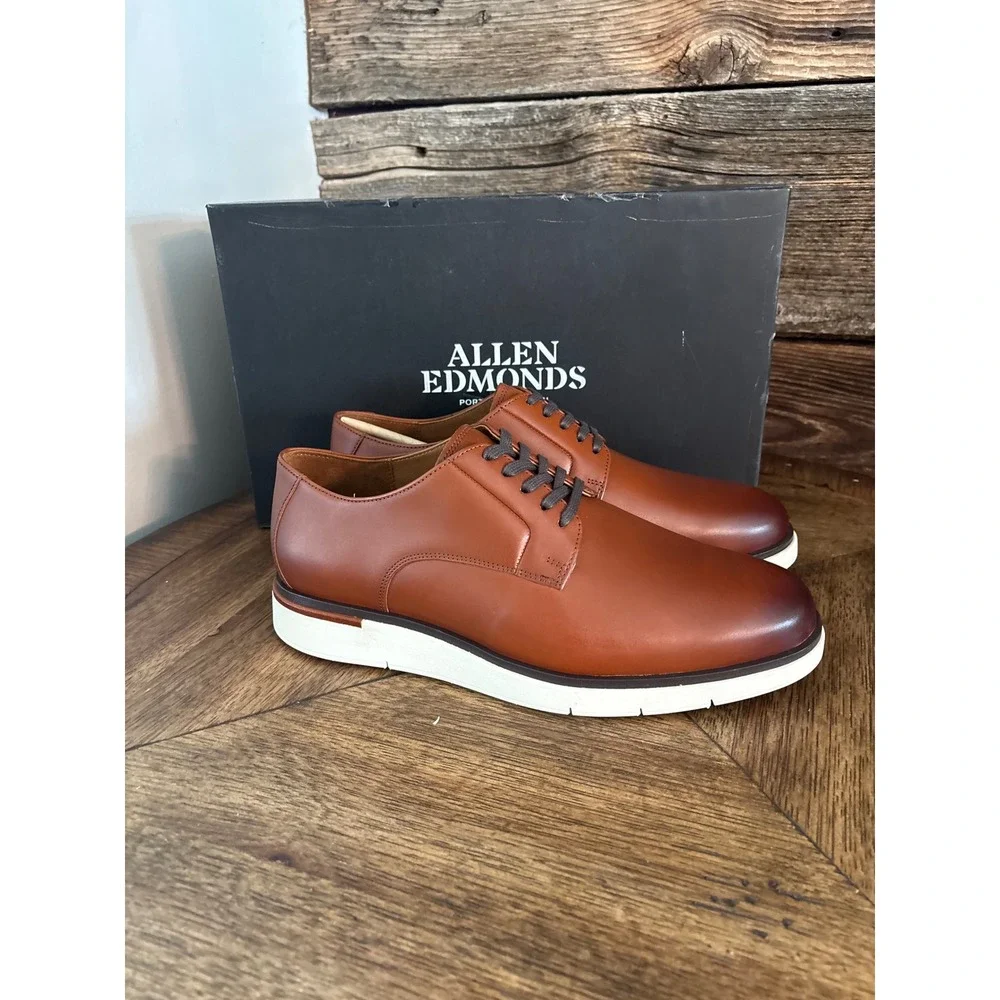 Allen Edmonds Carson Chili Leather Derby Shoes 8.5 3E Wide 6839 Mens Dress Shoe