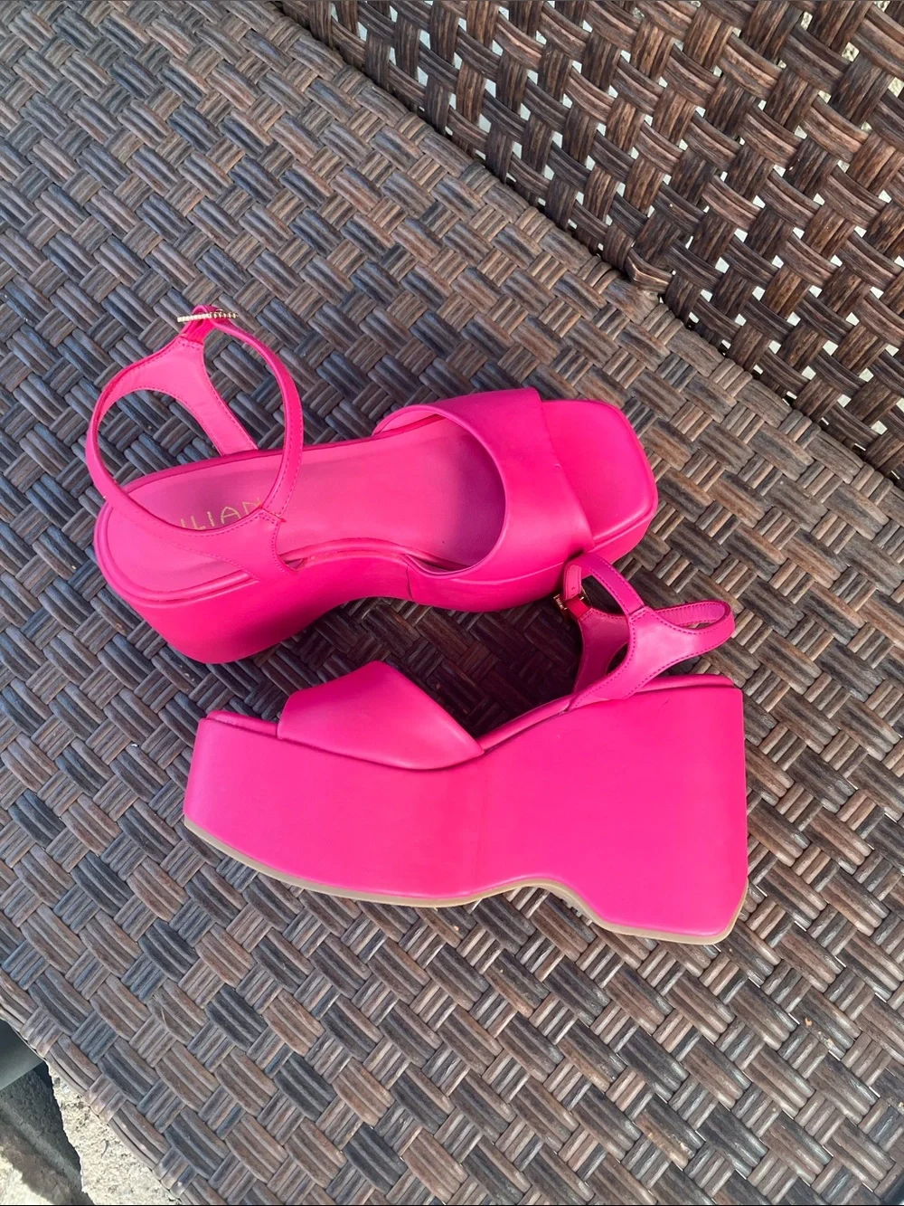 Liliana Bright Pink Chunky Platform Ankle-Strap Sandals