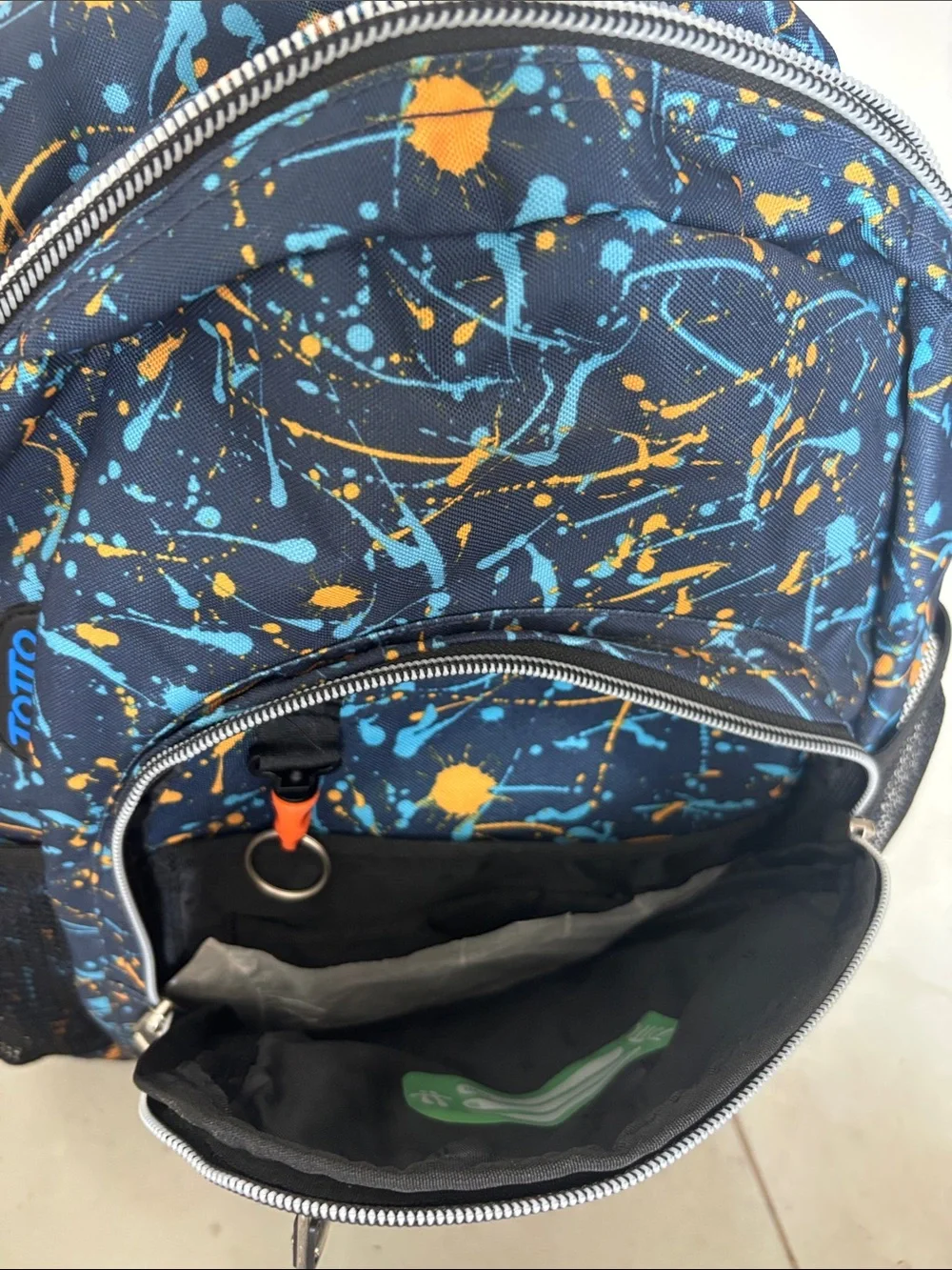 NWT Totto Navy Blue Backpack with Yellow and Light Blue Splatter
