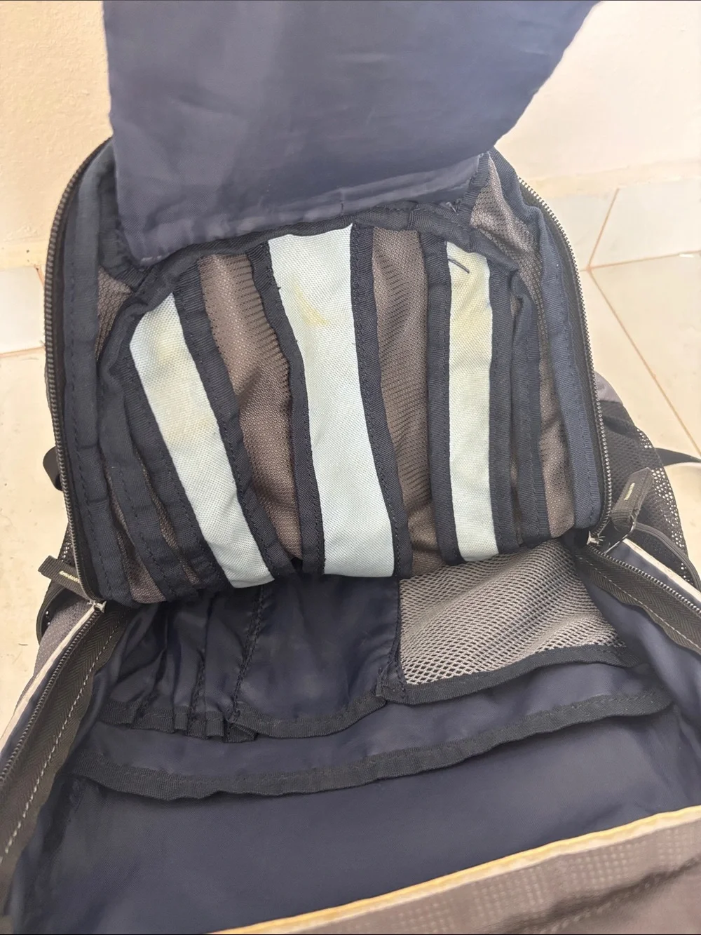 Nautica Gray and Black Men's Backpack with Blue Accents