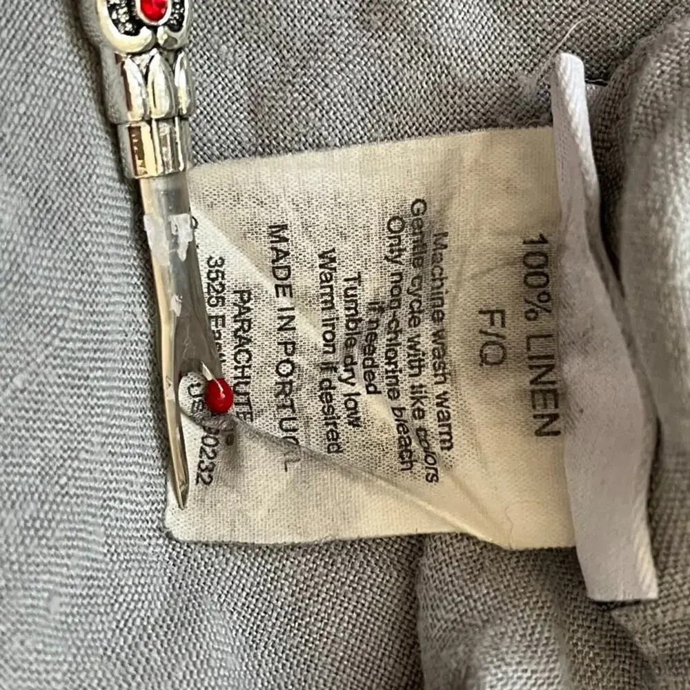 Parachute Linen Duvet Cover Full Queen Gray Button Closure