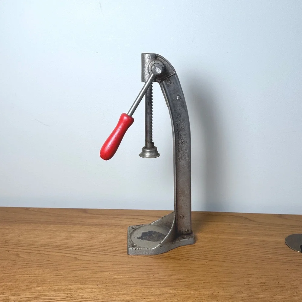 Vintage Industrial Cast Iron Bottle Capper Made in‎ USA Red Handle