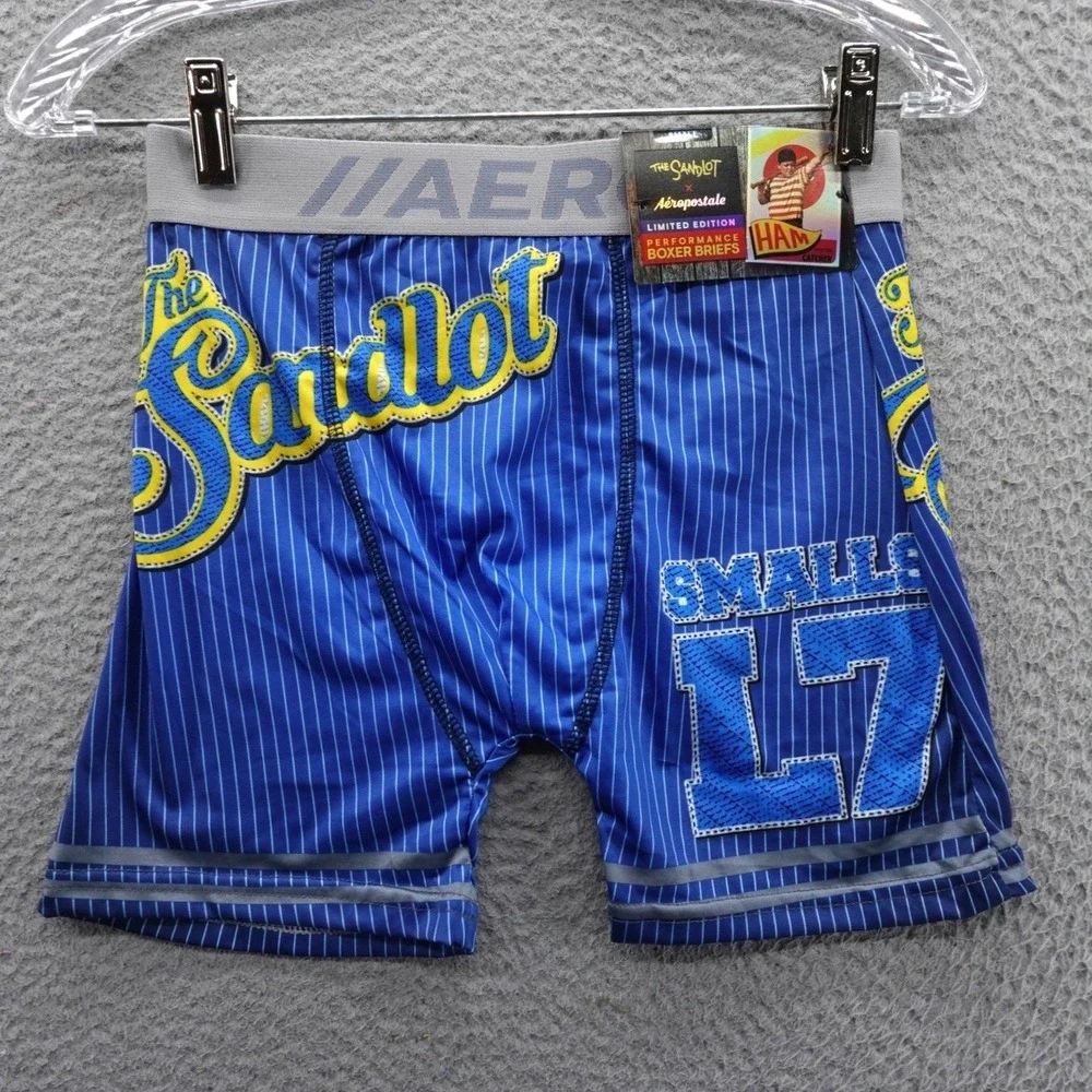 Aeropostale x The Sandlot Mens‎ Small Performance Boxer Briefs Blue Pinstripe L7