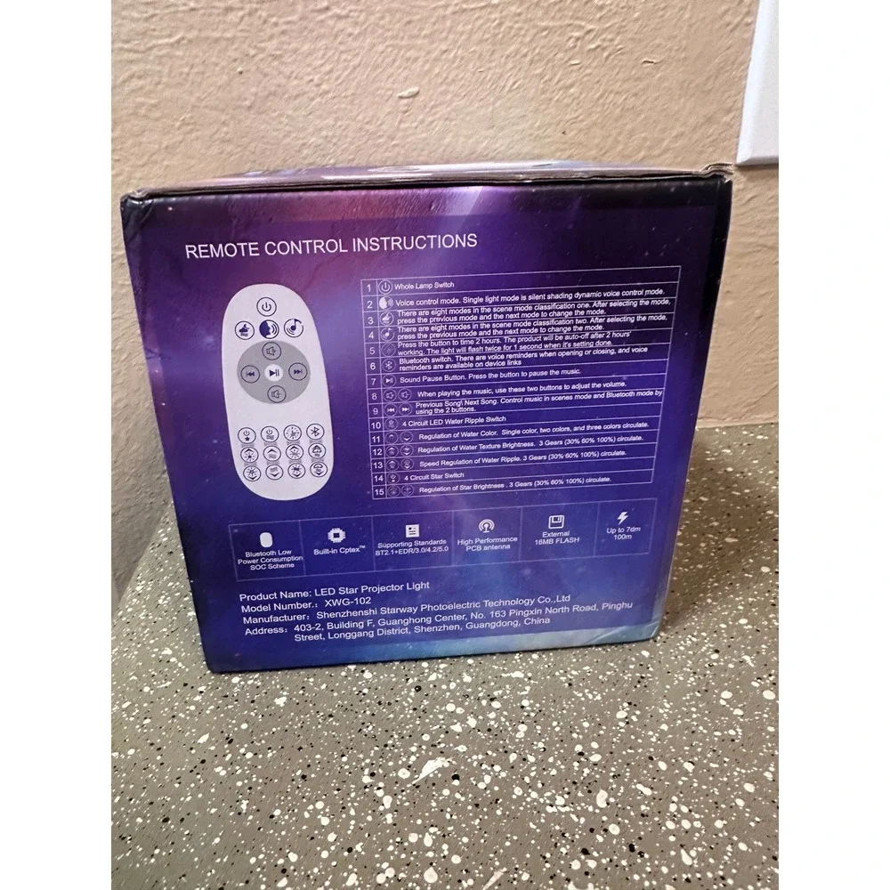 LED Star Projector Light Night Lamp‎ with Remote Control Bluetooth Speaker