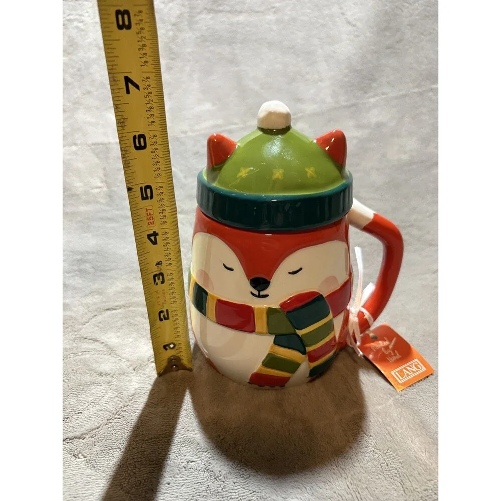 Lang by Design COFFEE MUG with lid Fox in a Hat New Large