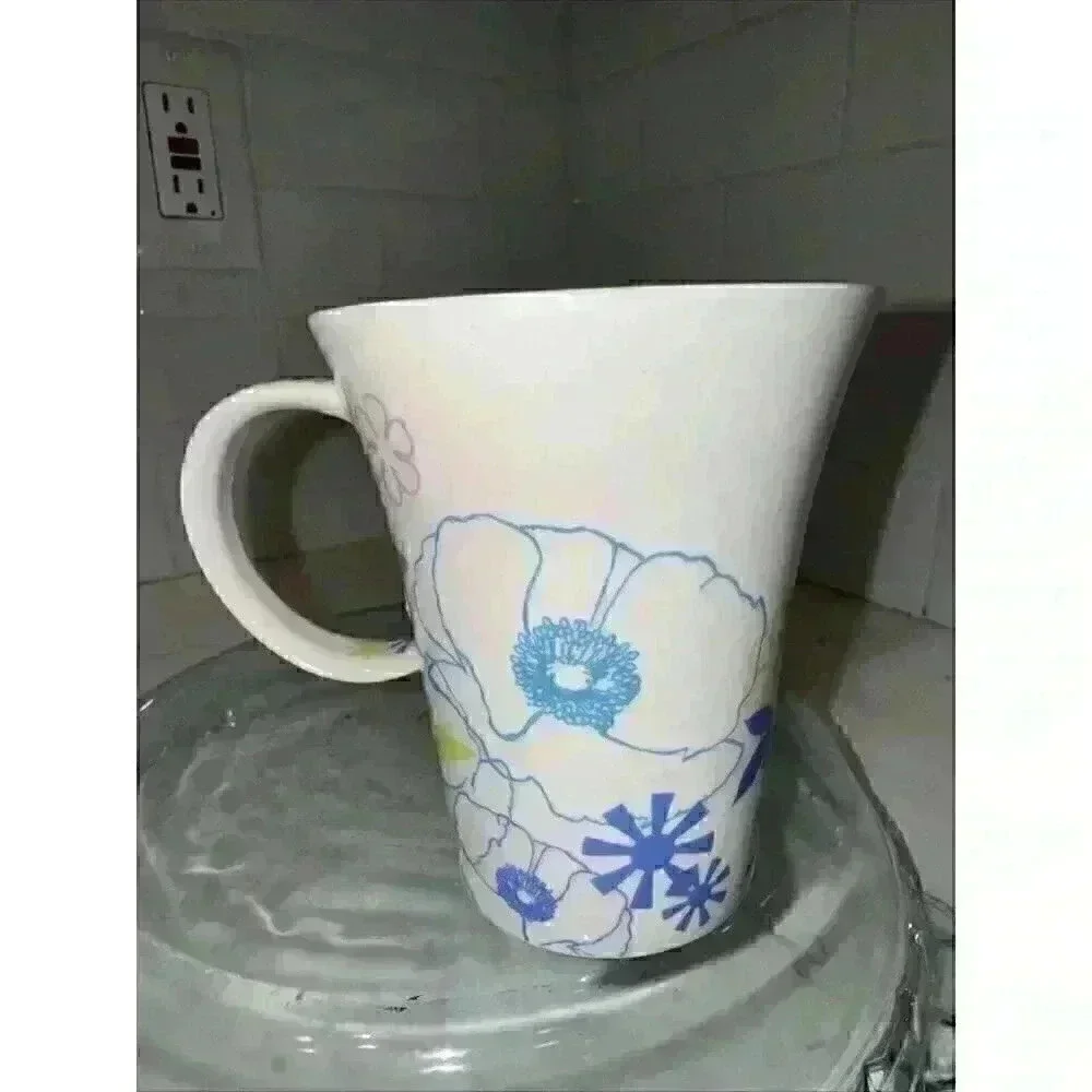 Starbucks Coffee Mug Cup 2006 Flowers Floral 12oz Butterfly Sprng Twisted Handle