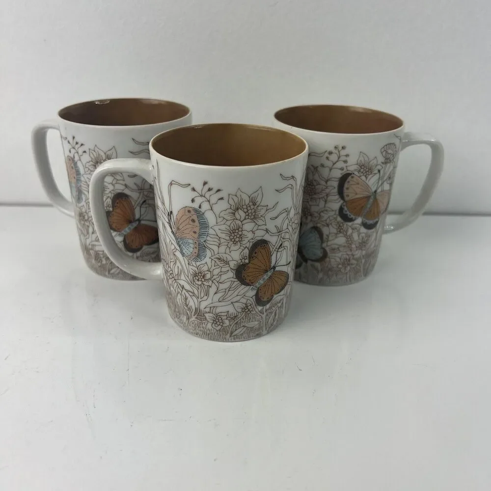 Variations By Fitz And Floyd Butterfly Coffee Cups Set Of 3