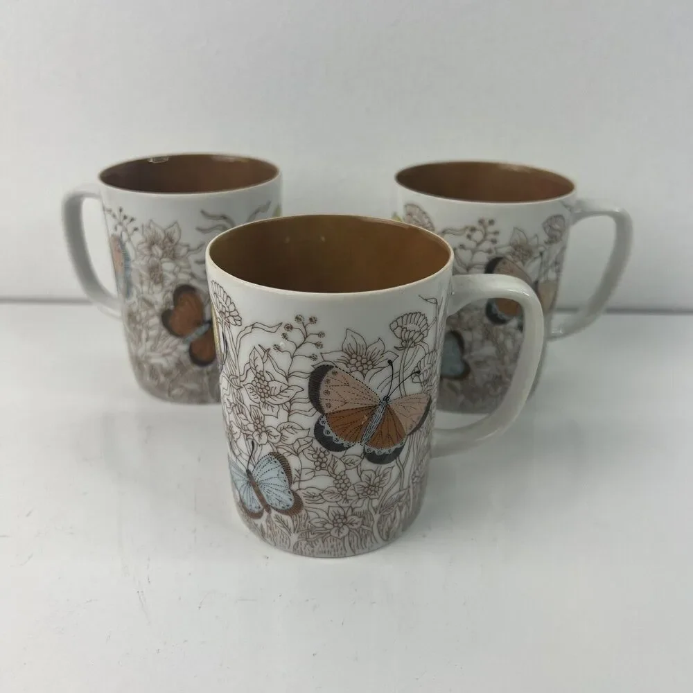 Variations By Fitz And Floyd Butterfly Coffee Cups Set Of 3
