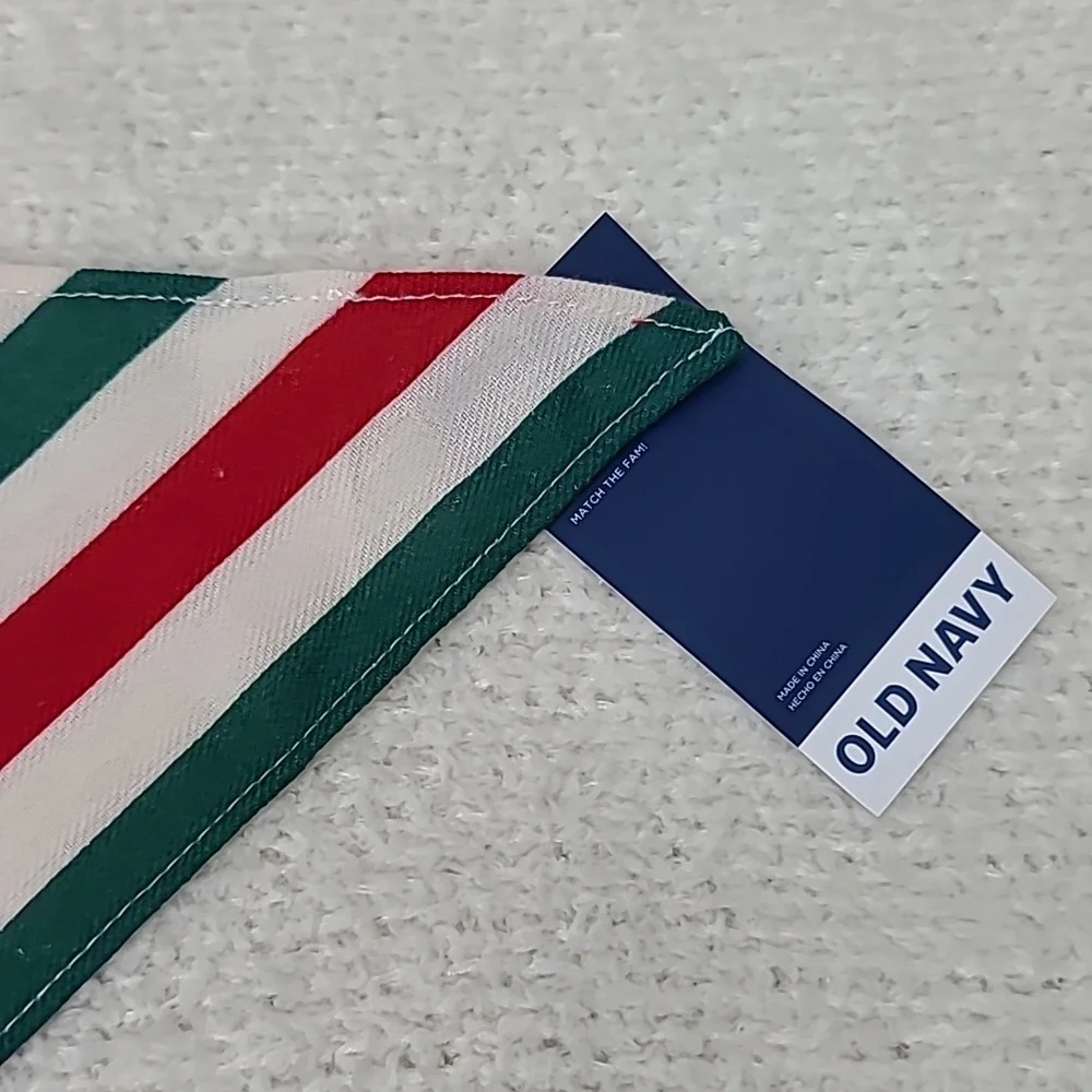 Old Navy Holiday Red/Green Stripe Patterned Flannel Bandana Pets (Cat/Dog) NWT