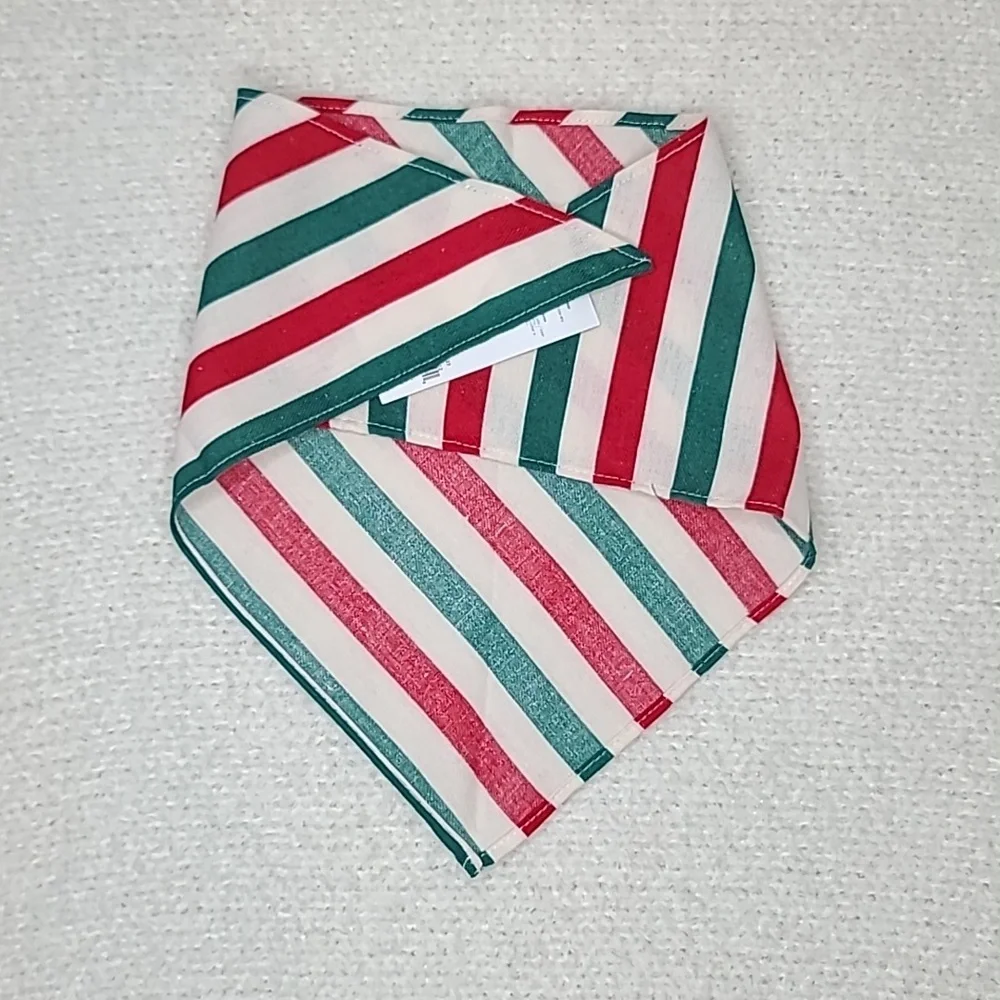 Old Navy Holiday Red/Green Stripe Patterned Flannel Bandana Pets (Cat/Dog) NWT