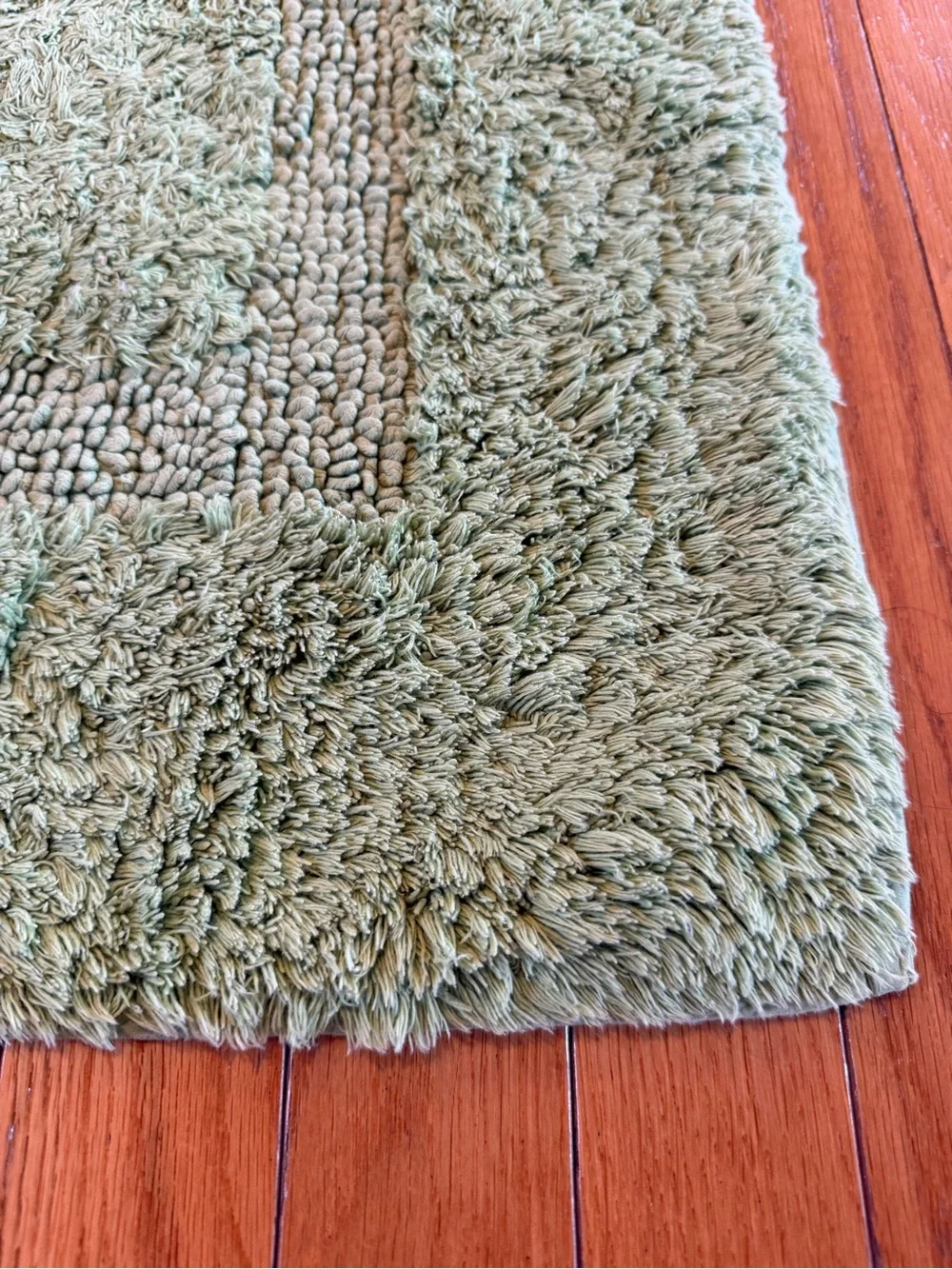 PBK Pottery Barn Kids Green Shag Bath Mats Rugs 33” x 20”