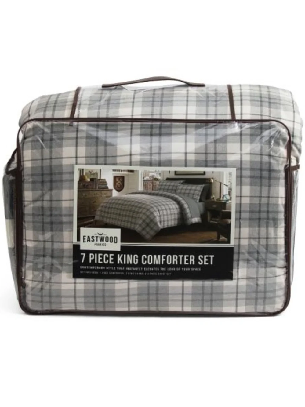 Eastwood 7-Piece Comforter Set - Gray Plaid