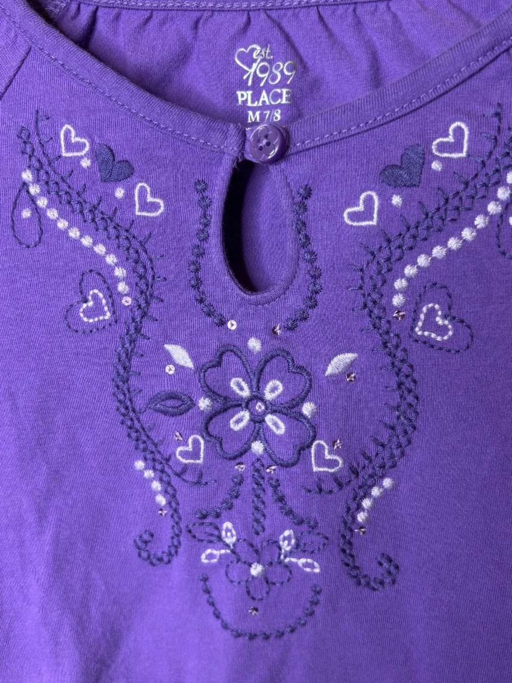 Justice Girls Purple Lace/Sequins Babydoll Sparkly Top Size 10 Y2K