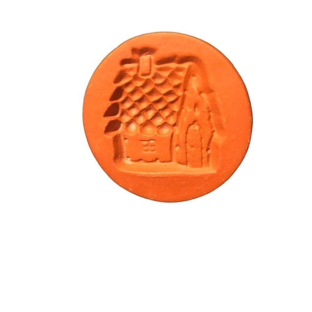 Vintage Terracotta 2” Butter Or Cookie Press Ceram Vintage Clay Cabin Strawberry