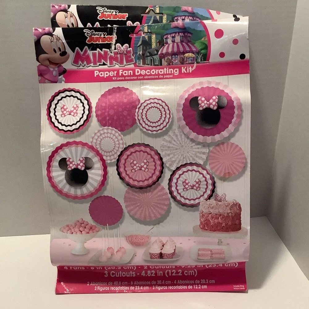 Disney Minnie Mouse Paper Fan Decorating Kit - Pink and‎ Black 2 PK
