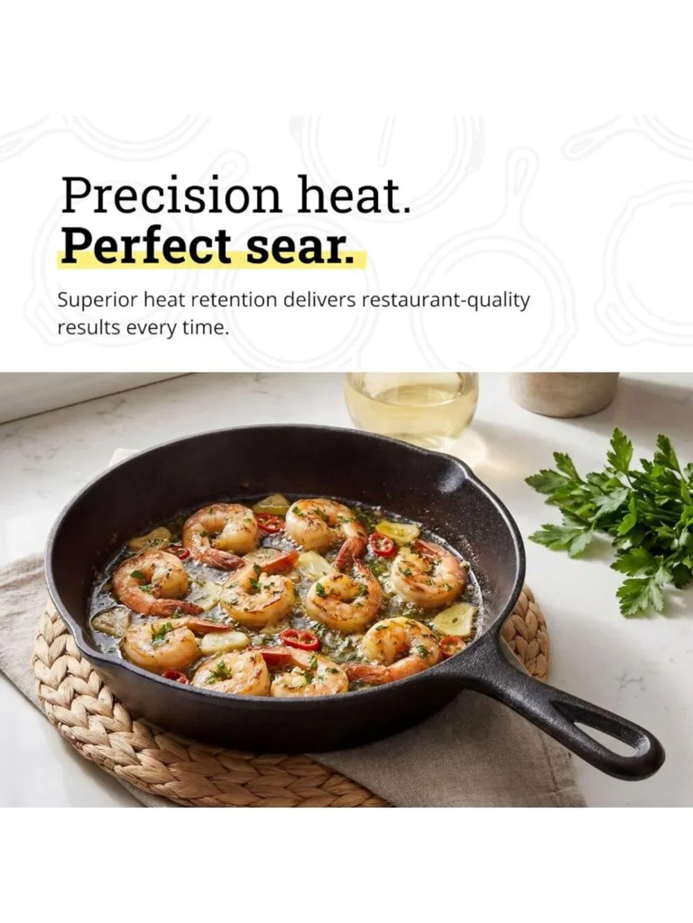 8-Inch Cast Iron Skillet - Durable, Versatile Cookware for Perfect Searing