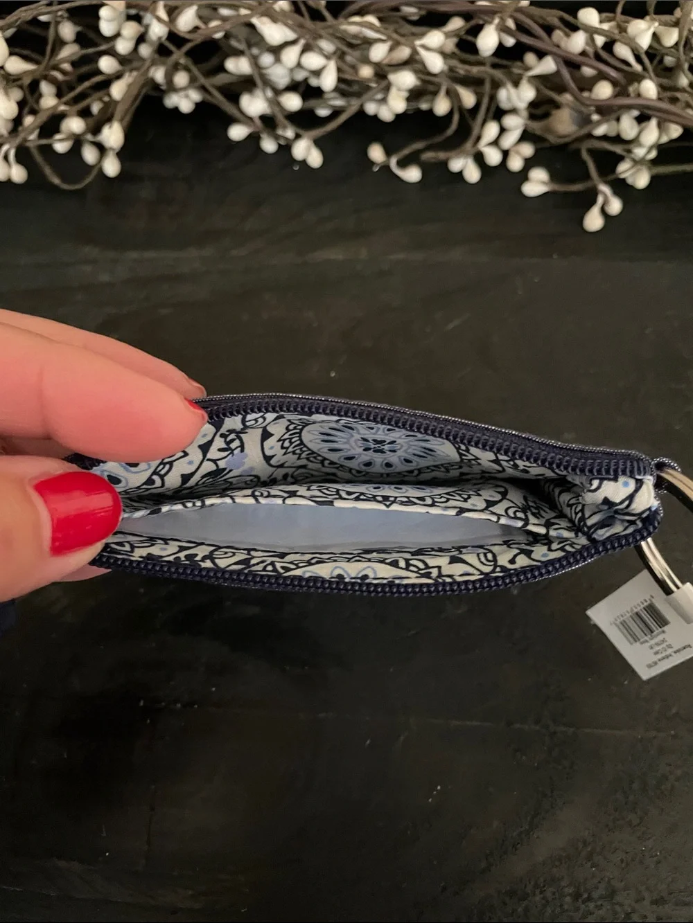 NWT Vera Bradley ‘Moonlight Navy’ Denim Blue ID Wallet Keychain