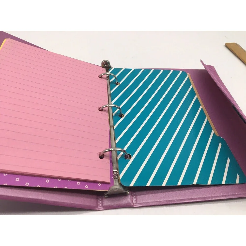 1980s Trapper Style Lavender 3 Ring Notebook Mead Super Shades Paper Inserts 9x7