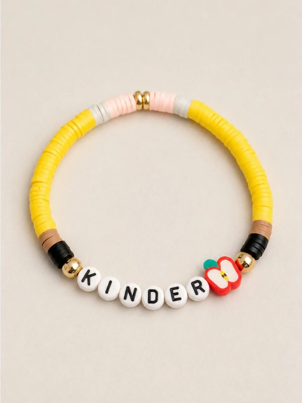 Personalized School grade Pencil Bead Bracelet with apple