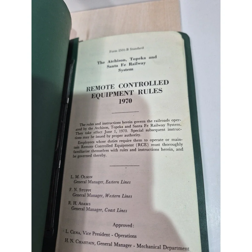 Santa Fe Railway Employee Handbook Brake Remote‎ Controlled Equipment Time Book