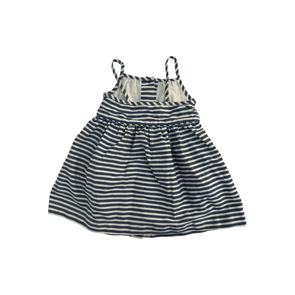 Ralph Lauren Baby Girls Blue Striped Button Front Sleeveless Dress & Bloomer 12M