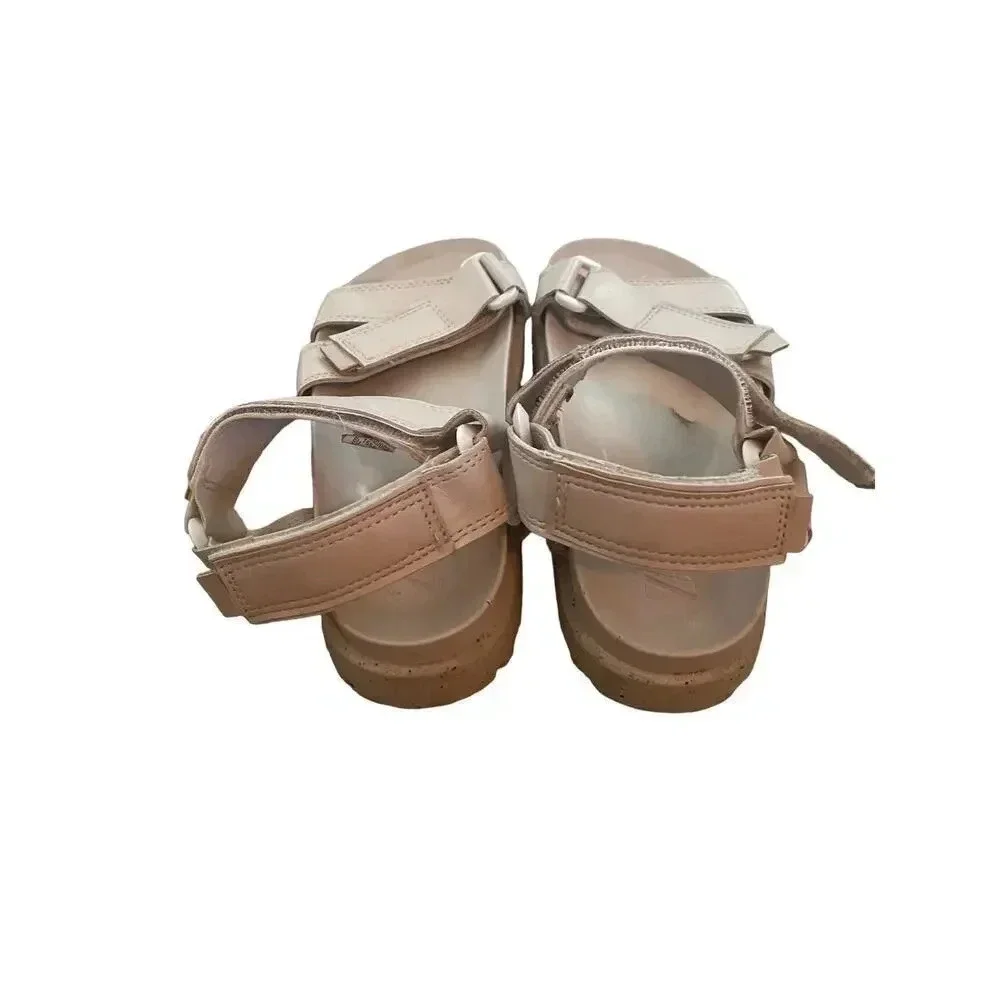Zara Tan Strappy Adjustable Velcro Open Toe Flat Sandals Size 31