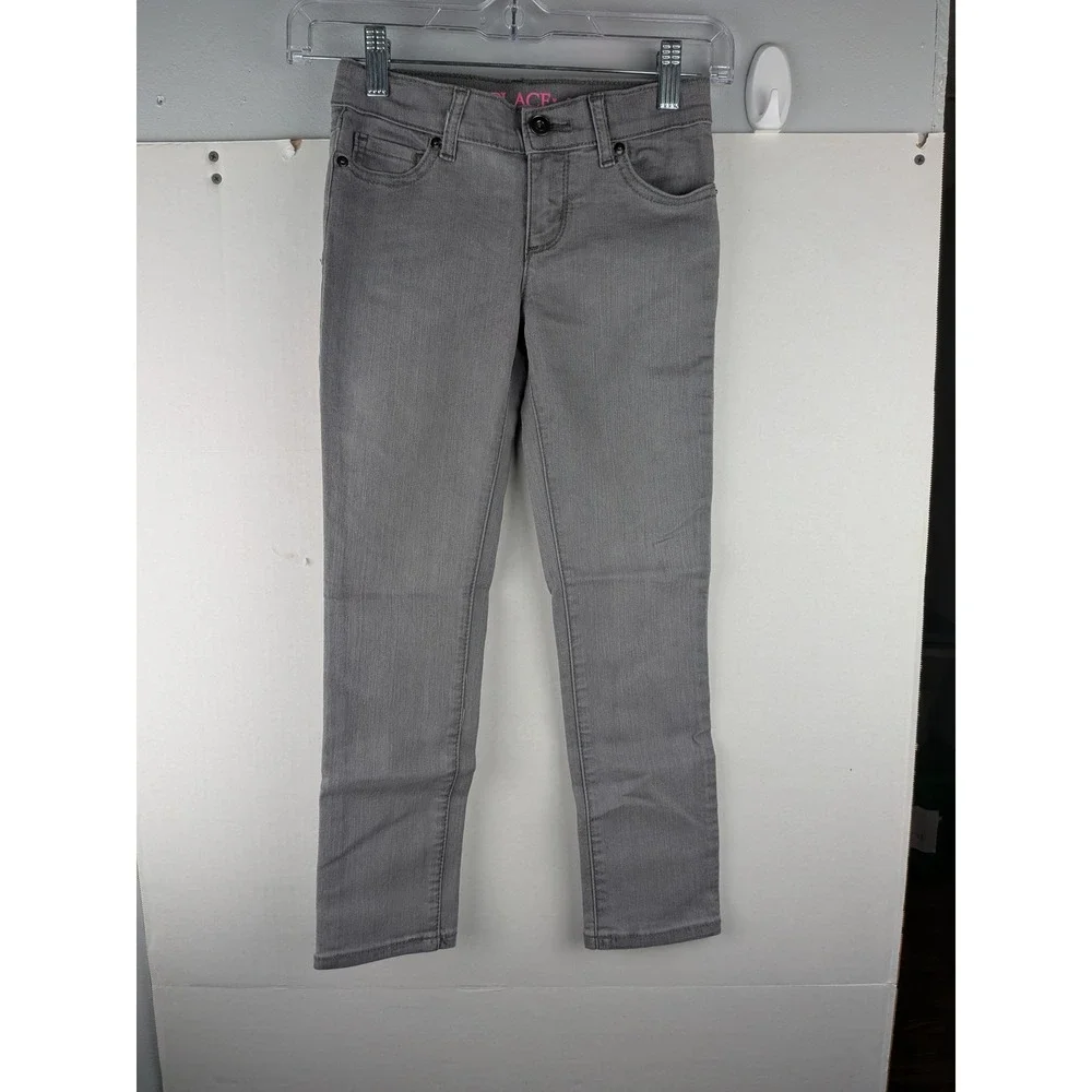 The Childrens Place Girls Super Skinny Jeans Gray Stretch Denim Size 6X 7 NWT