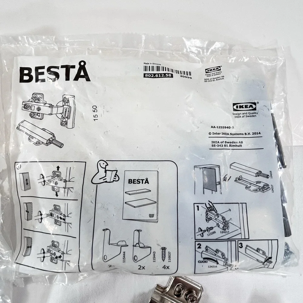 Lot Of 4, Two packs of IKEA Besta Soft Closing Push-Open Hinges, 802.612.58