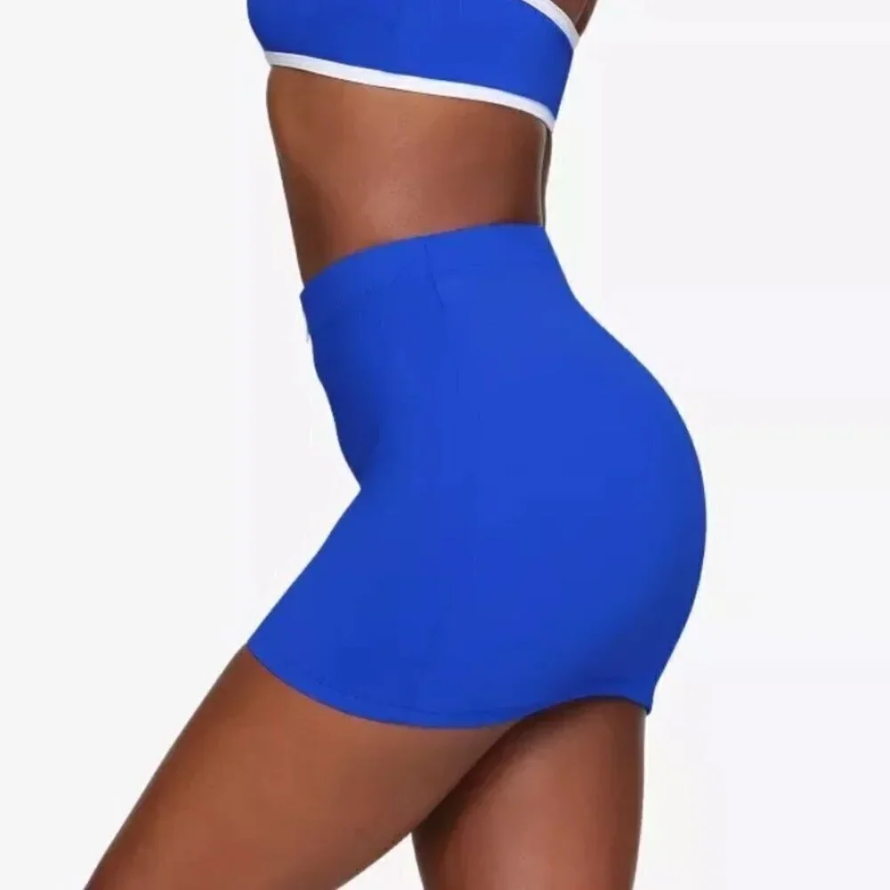 Skims Swim Sporty Mini‎ Skirt Womens 3X Cobalt Front Zipper