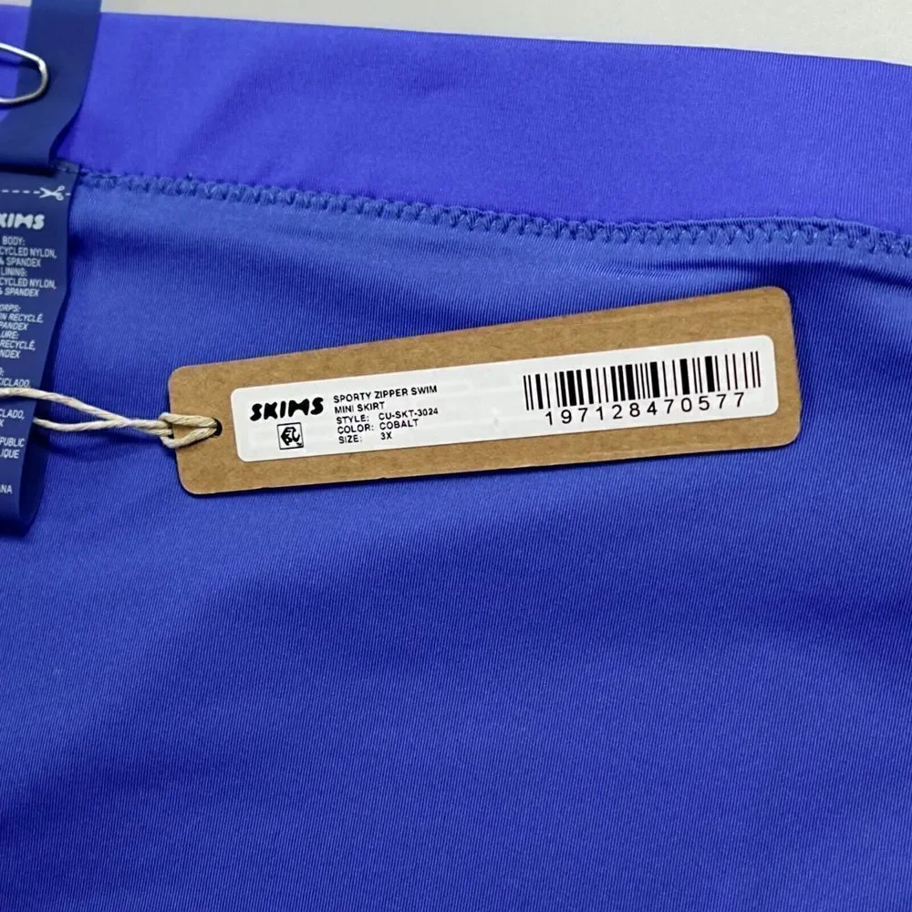 Skims Swim Sporty Mini‎ Skirt Womens 3X Cobalt Front Zipper