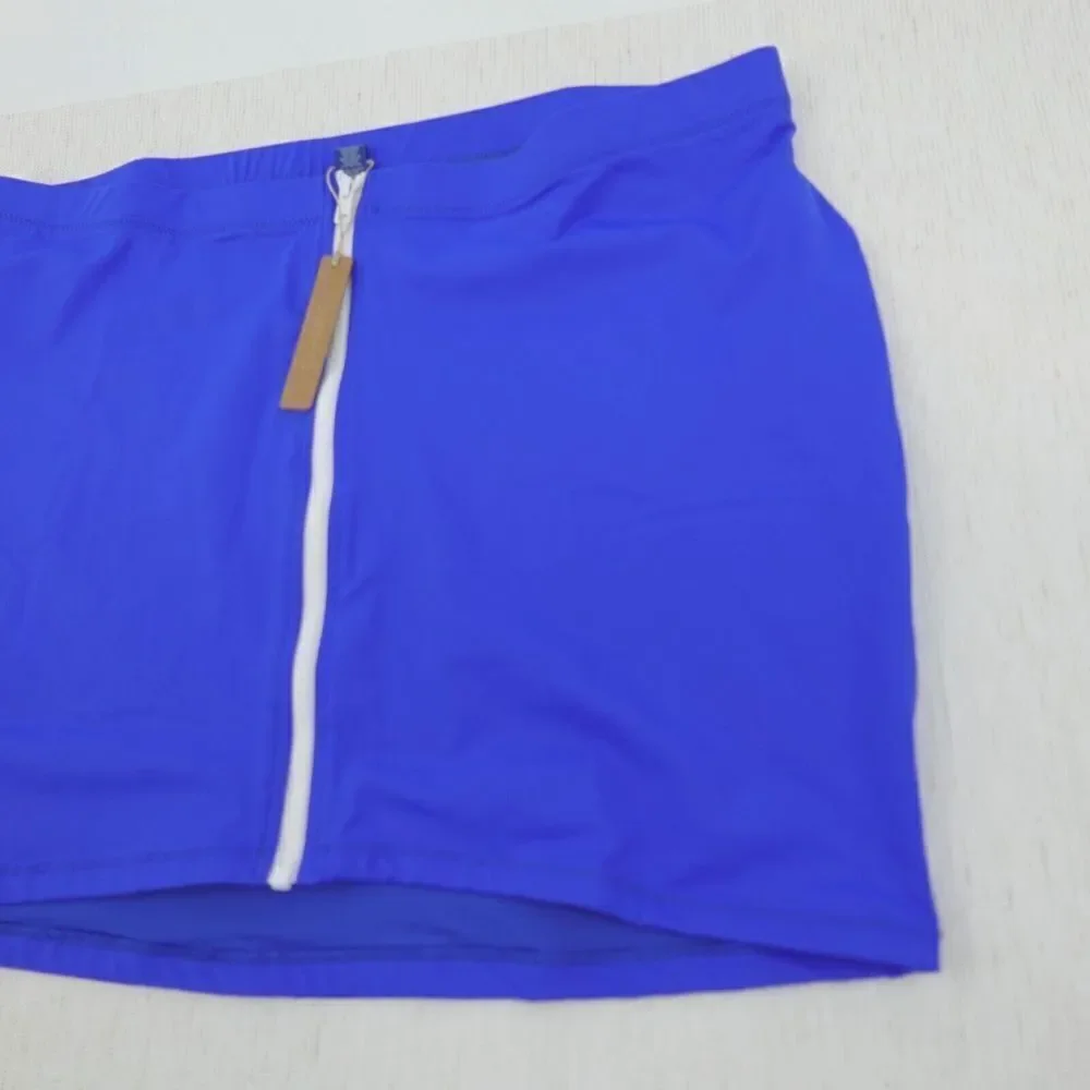 Skims Swim Sporty Mini‎ Skirt Womens 3X Cobalt Front Zipper
