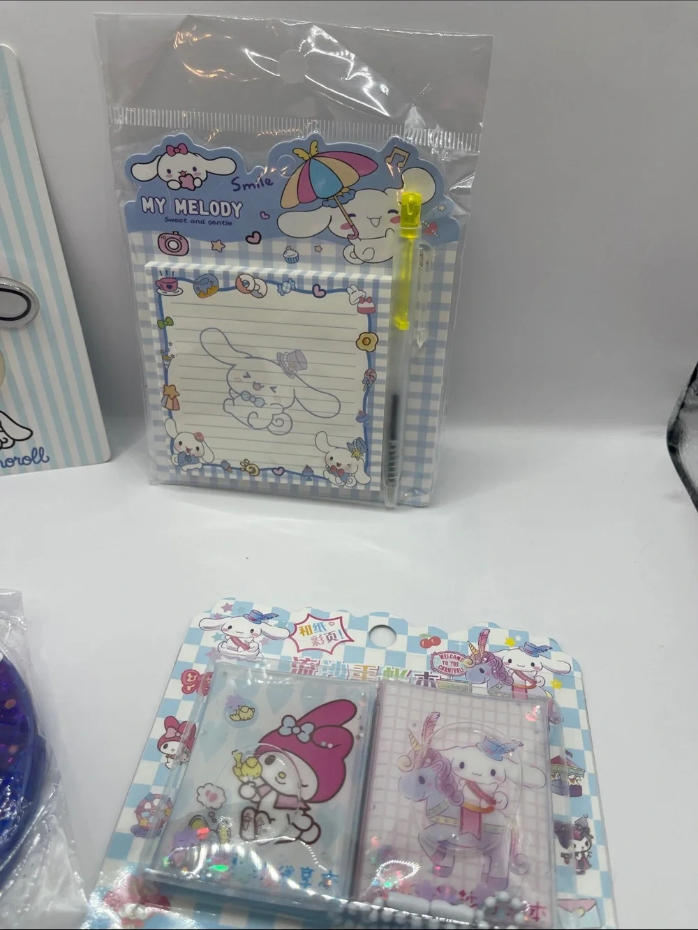 Cinnamoroll Phone Ring + Stationery Set - Blue & Pastel 4 piece