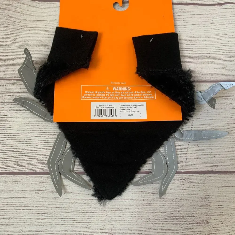 Hyde & Eek! Pet Halloween Spider Costume Collar Slide Bandana Faux Fur