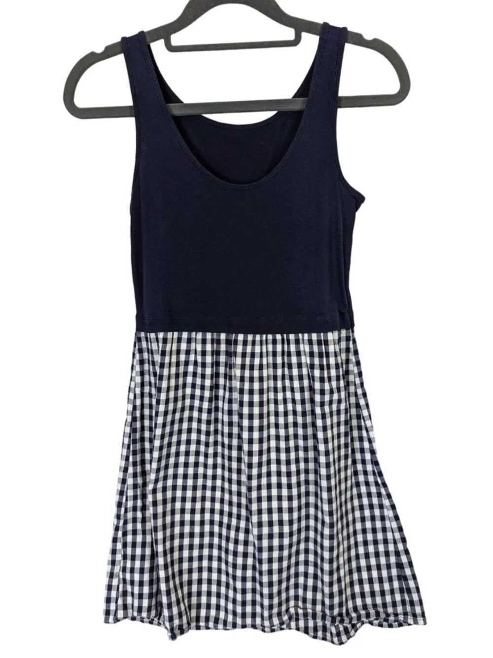 Old Navy Dress Girls size L 10 12 Blue Nautical Pullover Gingham Check Sailor
